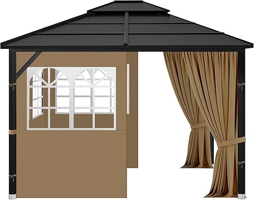 Miniatura 5 de Cortinas de privacidad Gazebo de 10 x 12 pies con ventanas de PVC, pared lateral de 4 paneles con cremallera, reemplazo universal para patio, toldo