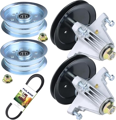 Paquete de 2 conjuntos de husillo 918-06976A con polea tensora 756-05034A correa 954-05021 para Cub Cadet XT1-LT42, CraftsmanMTD CYT4220, CYT4220SE,