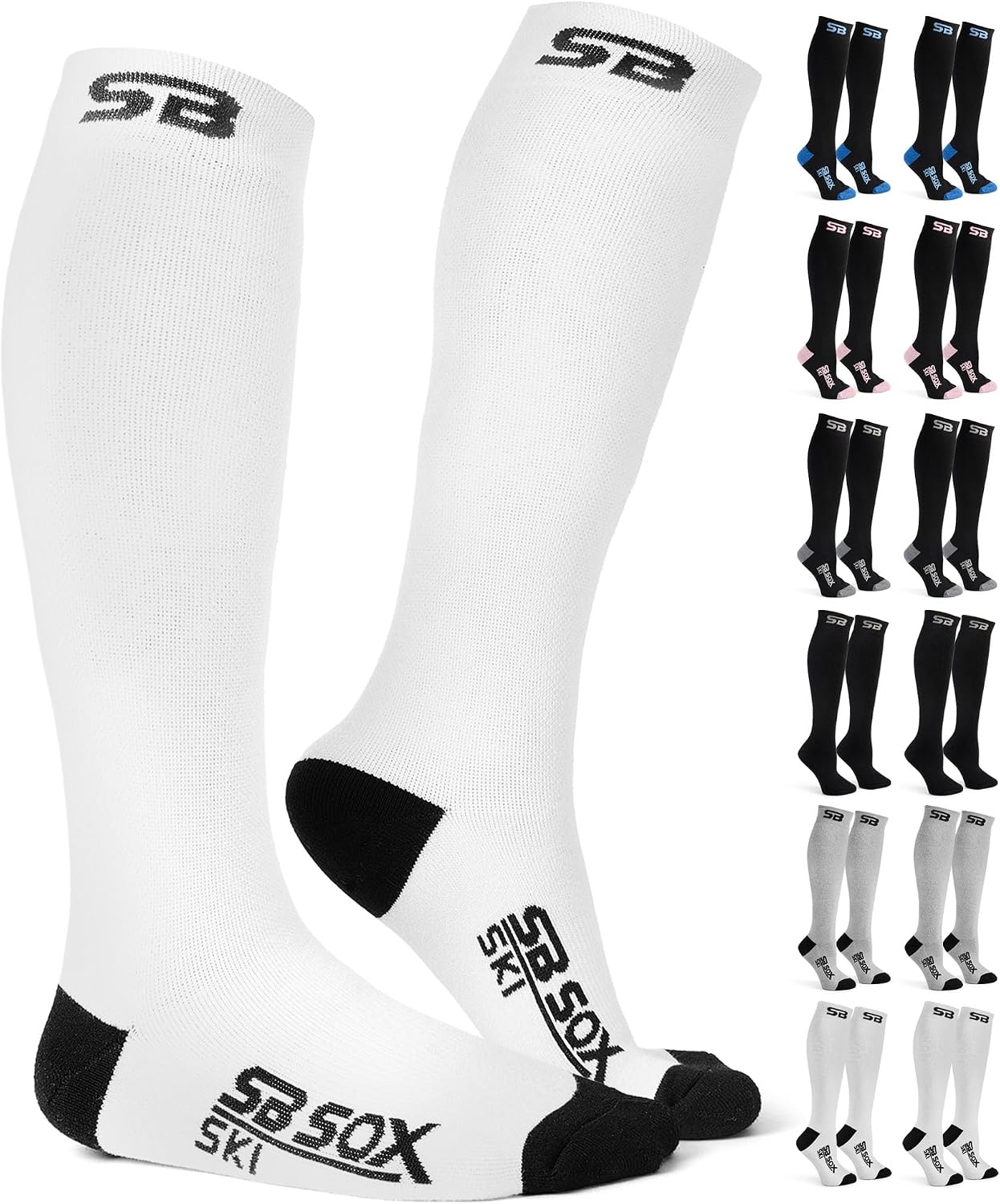 SB SOX Merino Wool Ski Socks Men Women 2 Pairs - Thermal Warm Socks for Skiing Snowboarding Winter Sports