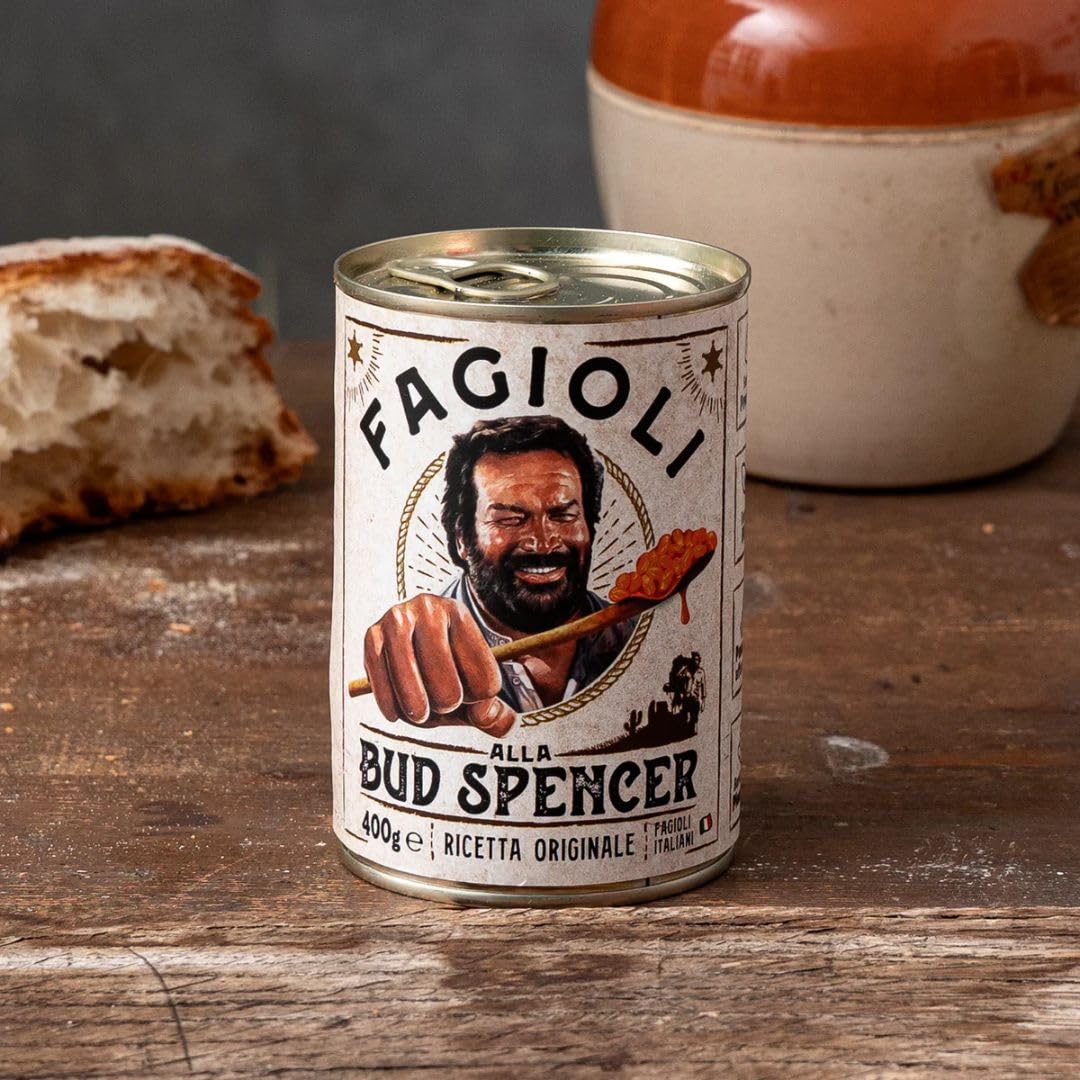 MIX Fagioli BUD SPENCER - 2 Barattoli Fagioli Pinto Ricetta originale + 2 Barattoli Fagioli Neri Tex-Mex + 2 Barattoli di Fagioli salsa Barbecue, Barattoli da 400gr - PRODOTTO ORIGINALE BUD POWER