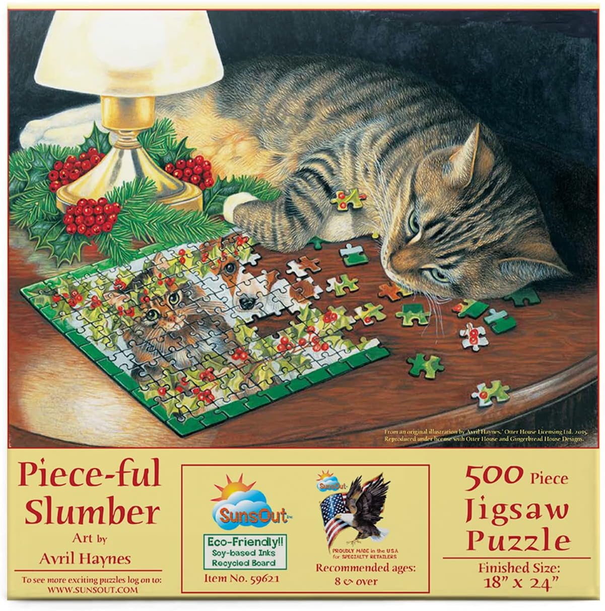 SUNSOUT INC - Piece-ful Slumber - 500 pc Jigsaw Puzzle by Artist: Avril Haynes - Finished Size 18" x 24" - MPN# 59621