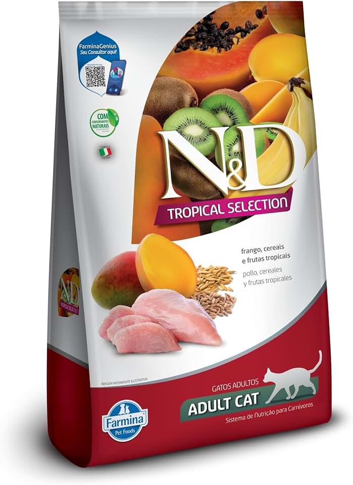 N&D Tropical para Gatos Adultos de Todas as Raças Sabor Frango, Cereais e Frutas Tropicais 400g
