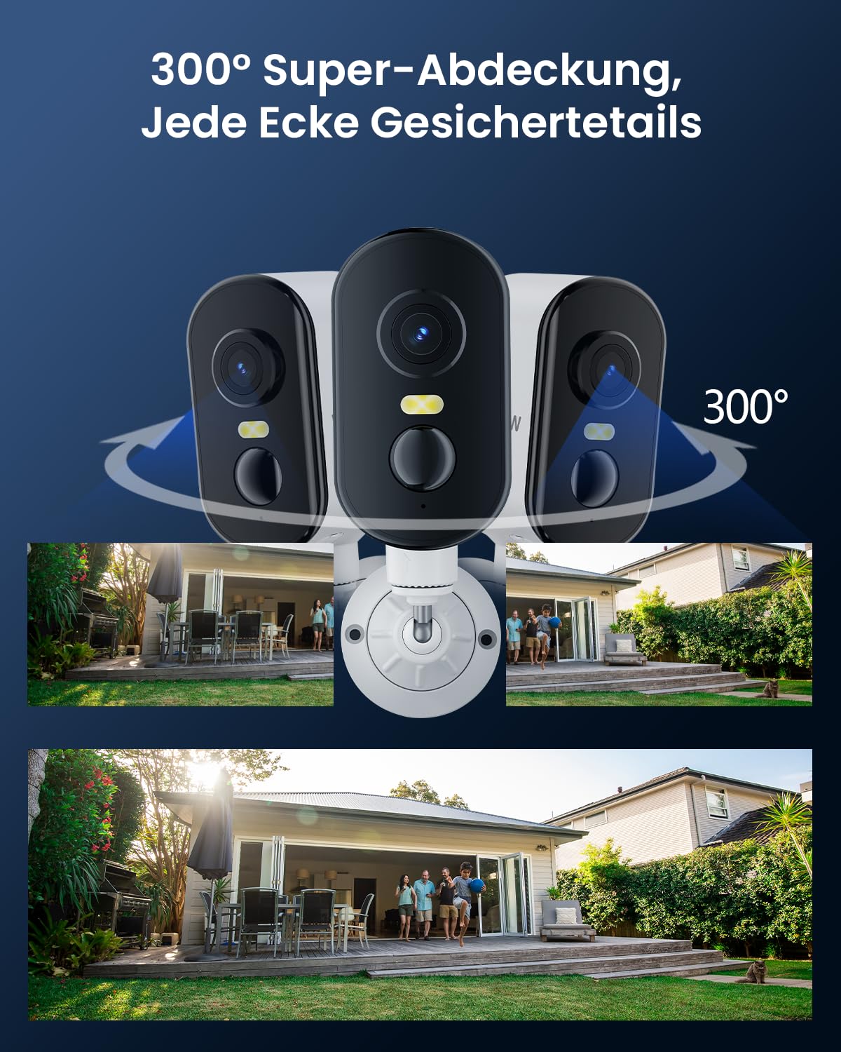 CZEview Kamera monitoringowa 2K 3 MP zewnętrzna bateria, z magnetyczną podstawą, 300° pozioma kamera Wi-Fi, bezprzewodowa kamera monitorująca wewnątrz z kolorowym widokiem w nocy, wykrywanie ruchu