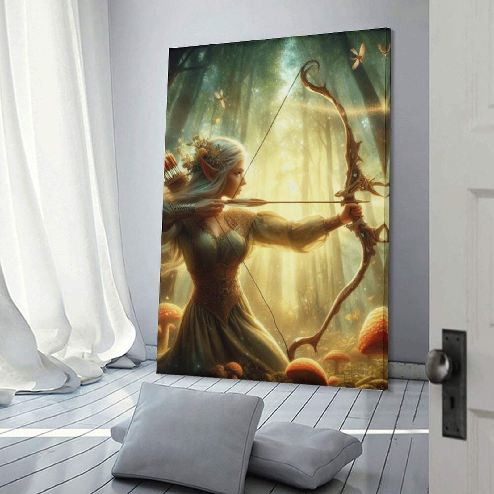 Junmoney Frame-Style-21 Fantasy Forest Archer Art Print Canvas Art Print 08X12inch(20X30cm), For Apartment Walls, Studios Or Work Areas, An Easy Choice For New Home Styling