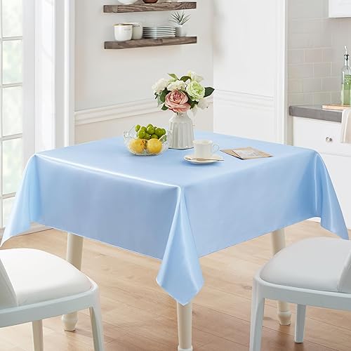 Miniatura 6 de Paquete de 6 manteles rectangulares resistentes a las manchas, sin arrugas, suaves y sedosos, manteles de comedor de satén para comedor, uso en