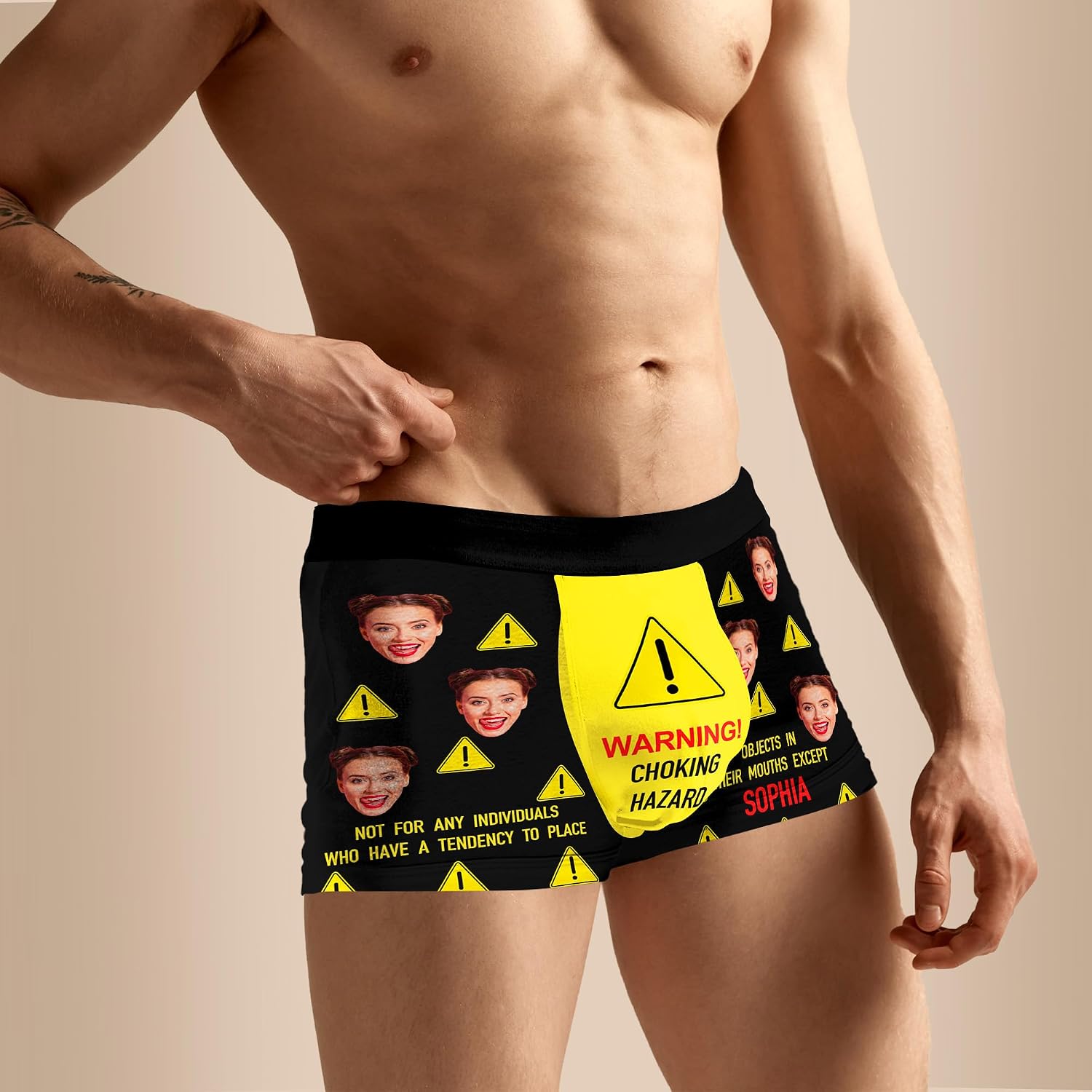 Artsadd Custom Men's Boxer Briefs Personalized Funny Face Shorts Underwear Customized Photo Gift Boyfriend Husband Valentines