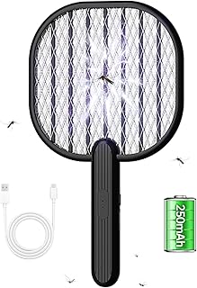 Electric Fly Swatter Bug Zapper: 3500V Mosquito Killer Racket with USB Rechargeable Insect Trap Pest Control Handheld Lightweight 5-Layer Safety Mesh for Indoor Home Office Backyard Patio Camping