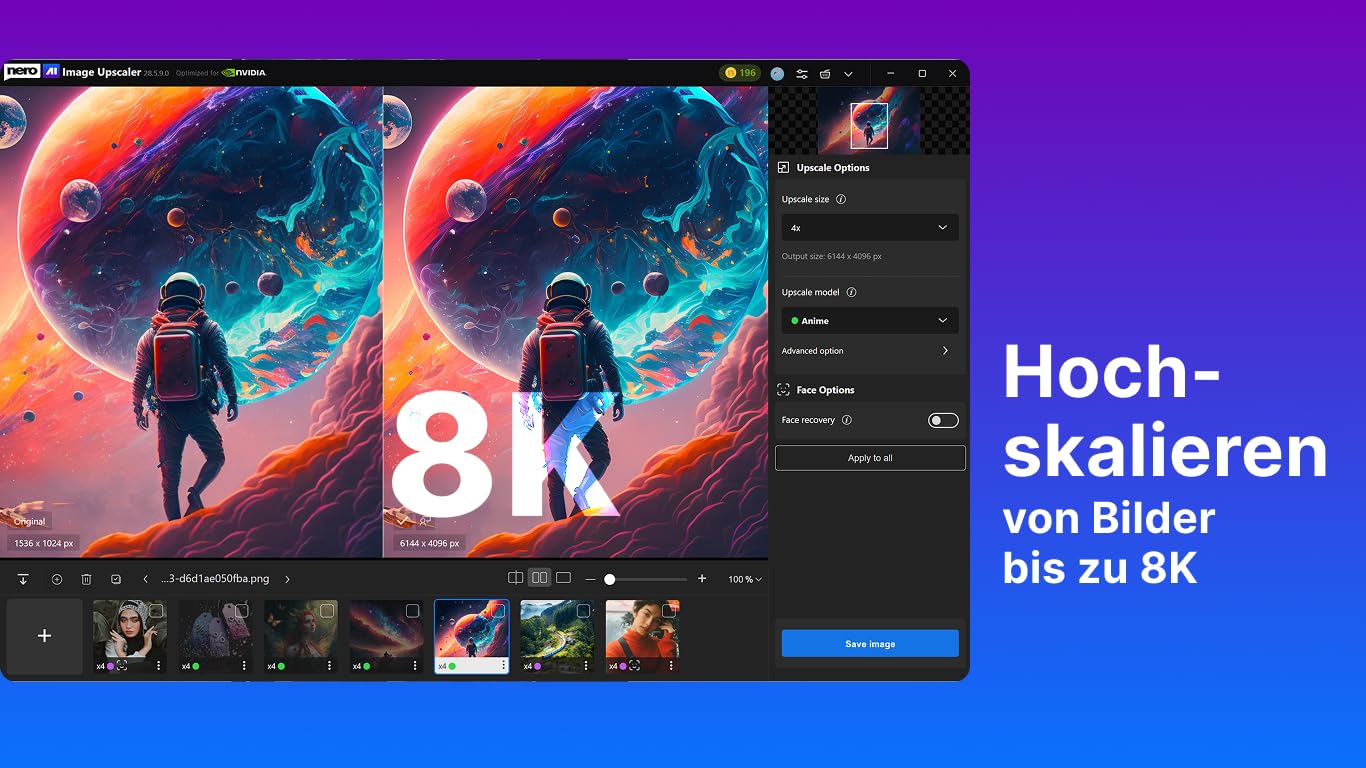 Nero AI Image Upscaler 365 | Fotos schärfen & unscharfe Bilder reparieren | KI Detail-Rekonstruktion & Rauschreduzierung | Bildqualität verbessern | 1 PC | Windows 11 / 10