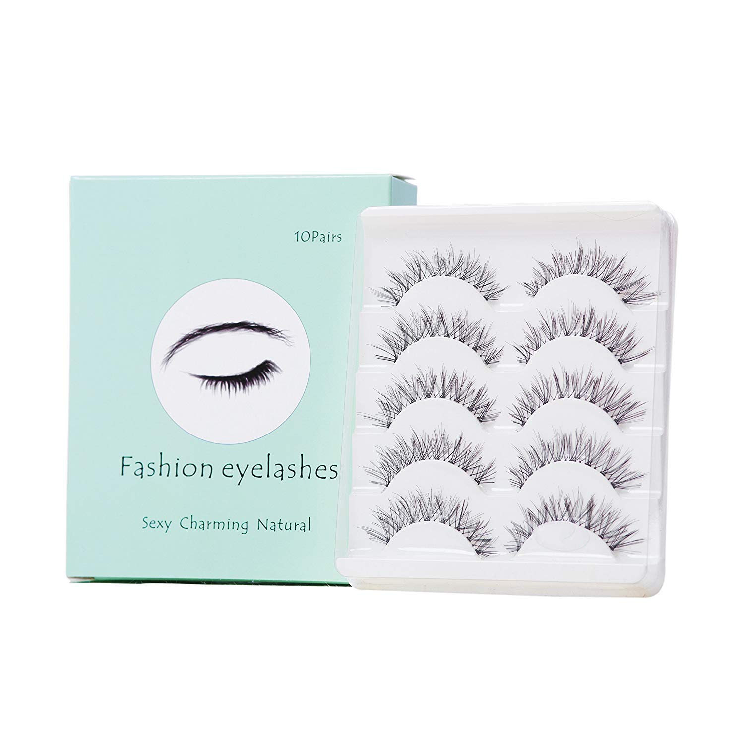 10 Pairs False Lashes Eyelashes Natural Look Handmade Crisscross 3D Reusable Black