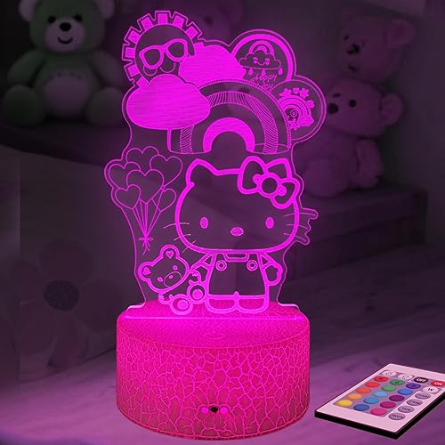 Luz nocturna de gatito para niños, lámpara de gatito para niña, linda luz LED de noche de gato, 16 colores, lámpara de decoración de gatito