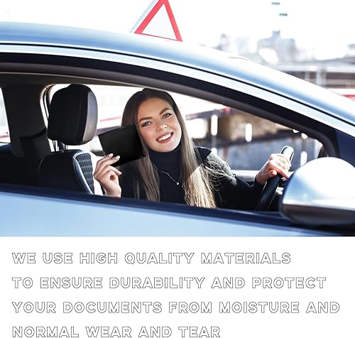 Miniatura 6 de Ziciner 4 soportes para registro y seguro de automóvil, 5.2 x 4.7 pulgadas, organizador de guanteras de automóvil premium con cierre, soporte