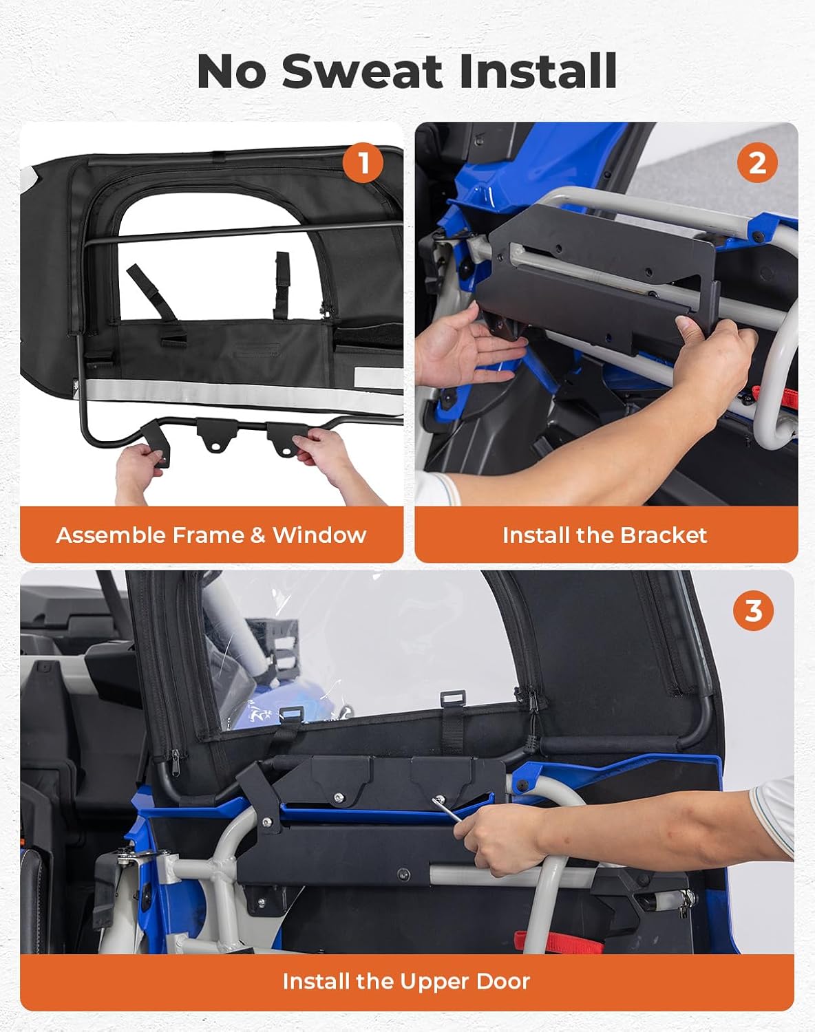 KEMIMOTO X3 Upper Door with Steel Frame Compatible with Can-Am Maverick X3 MAX 2017-2026, Keep Warm Waterproof Tear-Resistant Upgrade YKK Zippers Cab Enclosure Upper Window UTV Accessories