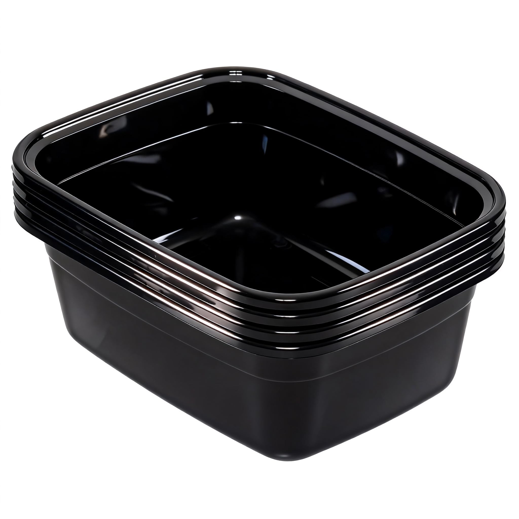 Lavabos rectangulaires en plastique noir 12 litres bac de lavage empilable