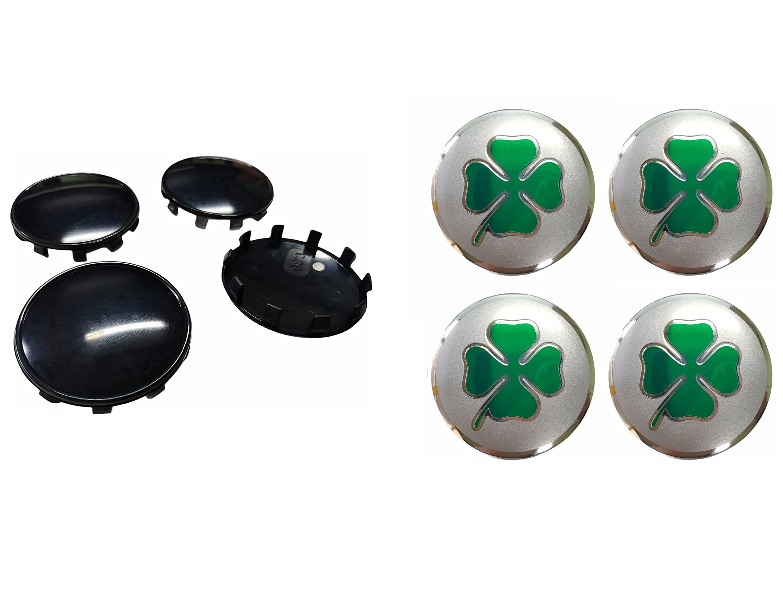 4 Coprimozzo Originali Alfa Romeo Per Giulietta, 159, Brera, Giulia, Stelvio - Nero/Argento, 60mm | Accessori Auto