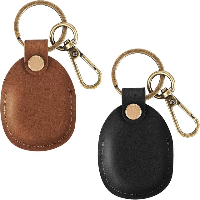 AirTag Breloczek do kluczy, zawieszka AirTag, etui ochronne na całe ciało, kompatybilne z Apple Airtag z prawdziwej skóry (ciemnobrązowy)
