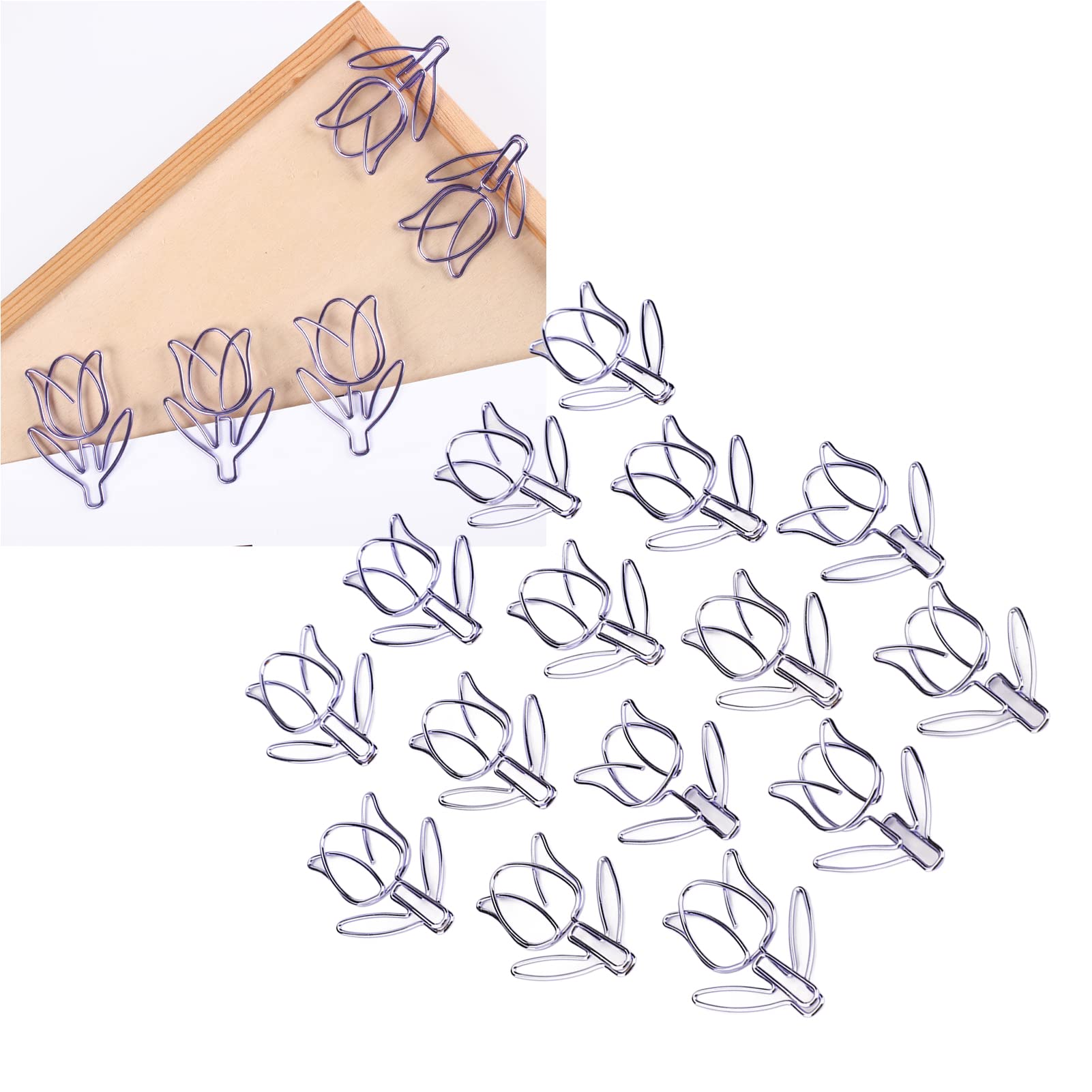 Cute Paper Clips, 50Pcs Paper Clip Holder Flower Shape Paperclip Cute Bookmarks Planner Clips Large Paper Clips Clips Set Portable Clips Office