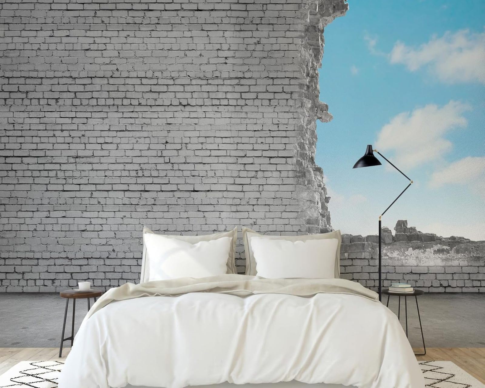 hgjdjhnf Photo Wallpaper Brick3DBreakthrough Sky Non-Woven Living Room Bedroom Children's RoomDecoration Motif Wallpaper,200cmx140cmSticker - Background- Painting - Poster