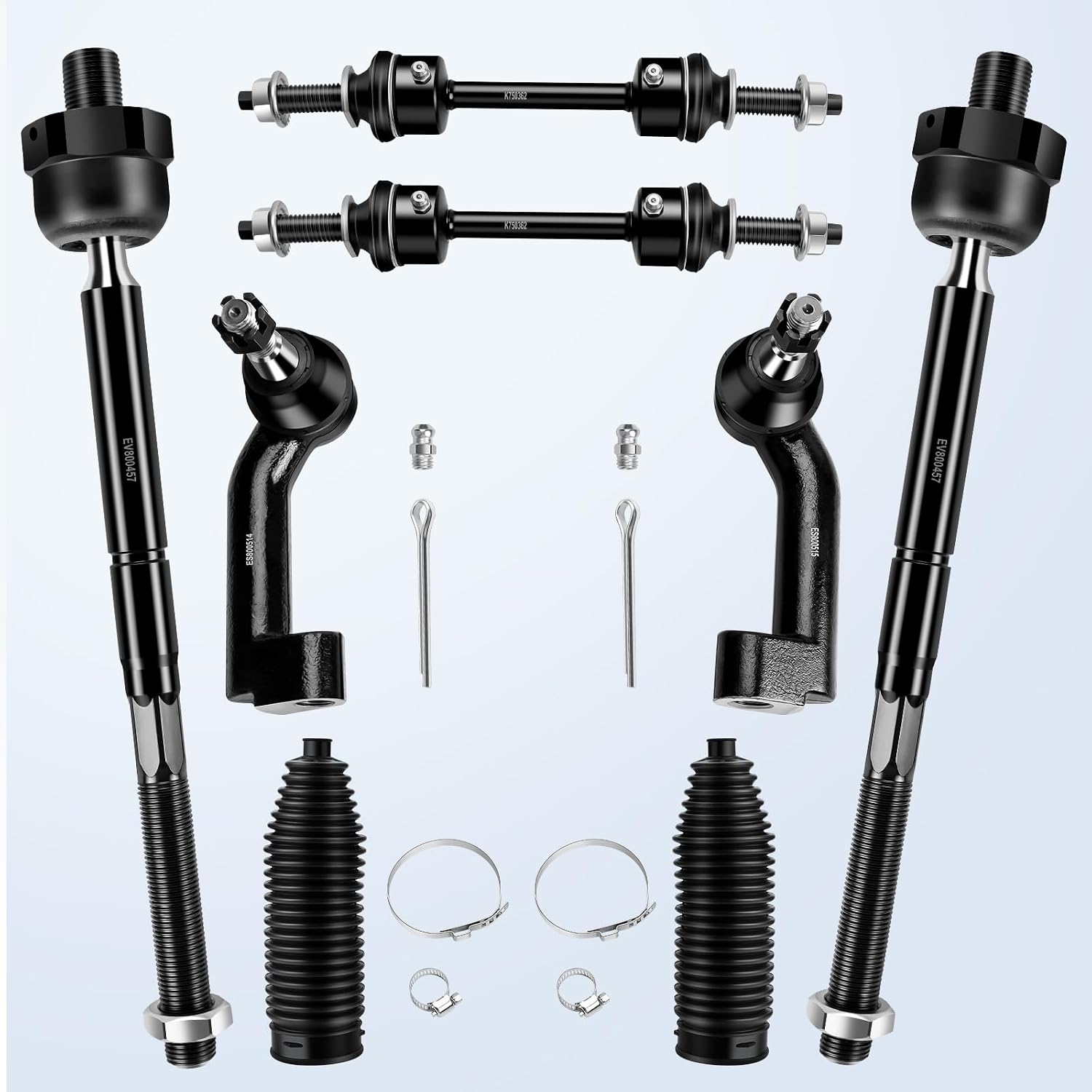 LCWRGS 12pcs Front Suspension Kit Compatible with 2009-2014 Ford F-150 4WD 4X4, 2 Upper Control Arms 2 Lower Ball Joints 2 Sway Bar Links 4 Inner & Outer Tie Rods 2 Boots