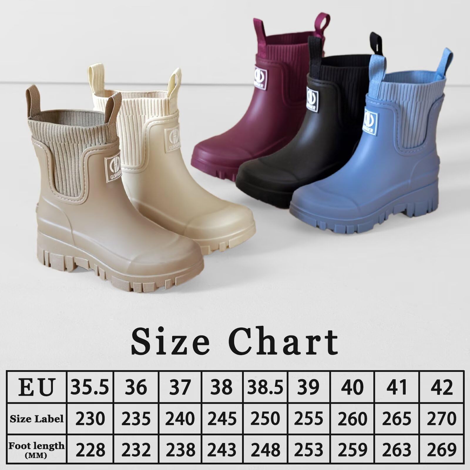 Botas de Agua Mujer Chelsea Impermeable Wellington Botines de Goma