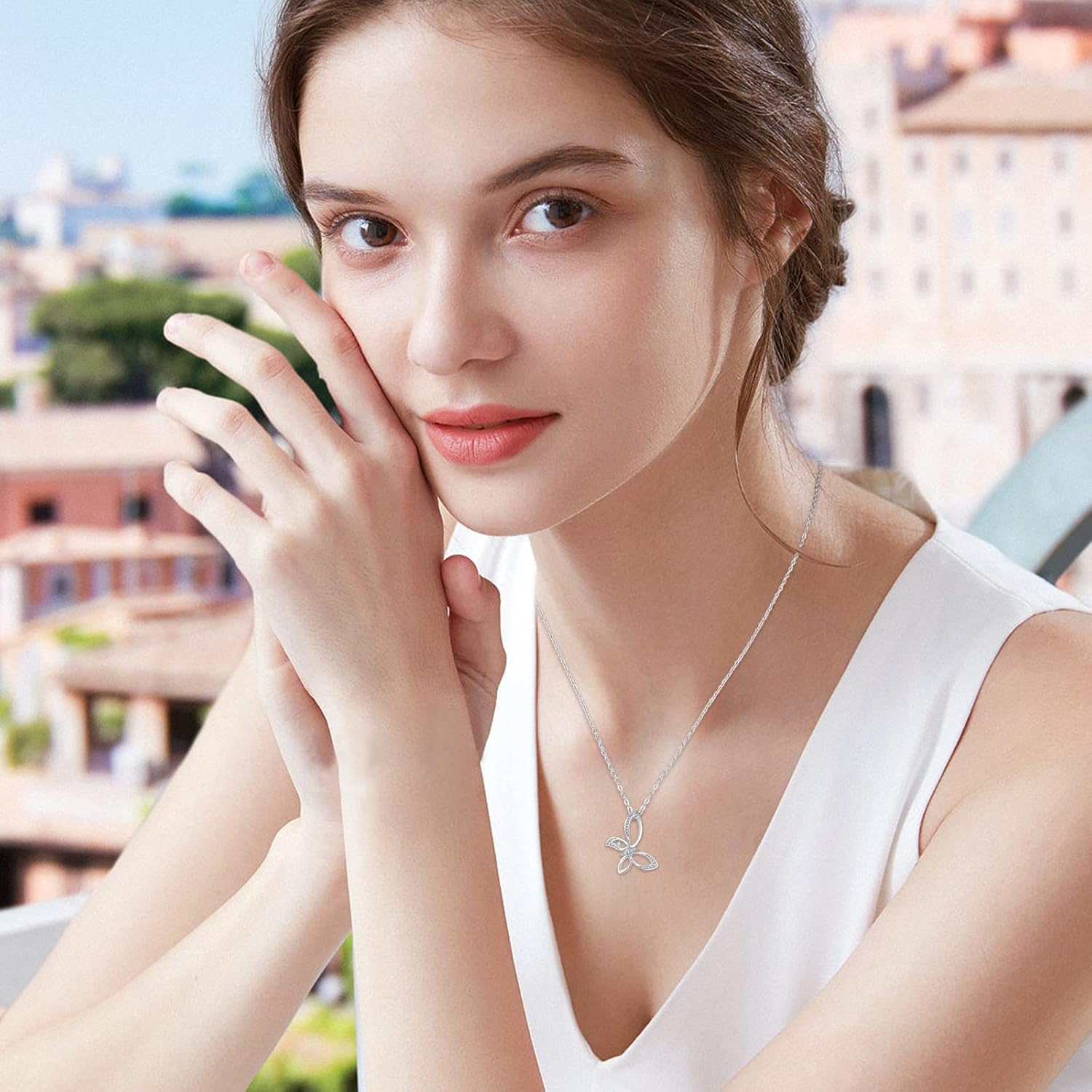 Butterfly Necklace S925 Sterling Silver Gold Plated Neckalce Rose Gold Butterfly Neckalce Valentines Day Gifts for Women Girls Girlfriend Wife