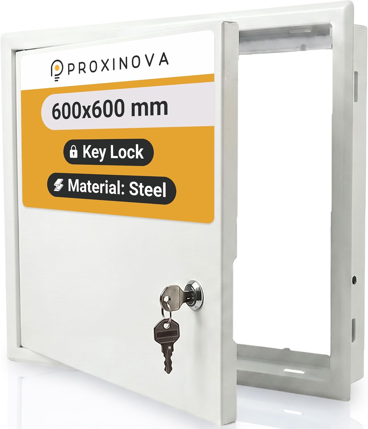 PROXINOVA Tapa Cuadro Eléctrico 60x60 cm Blanca con Llave