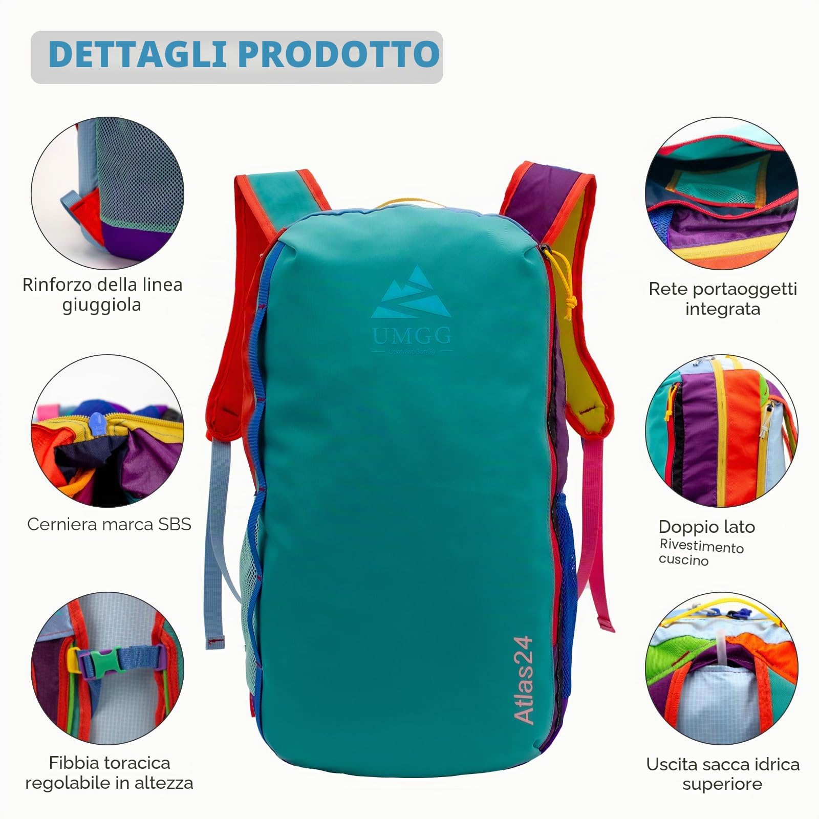 24L Zaino Leggero da Trekking, Impermeabile Zaino da Viaggio per Donne e Uomo, verde