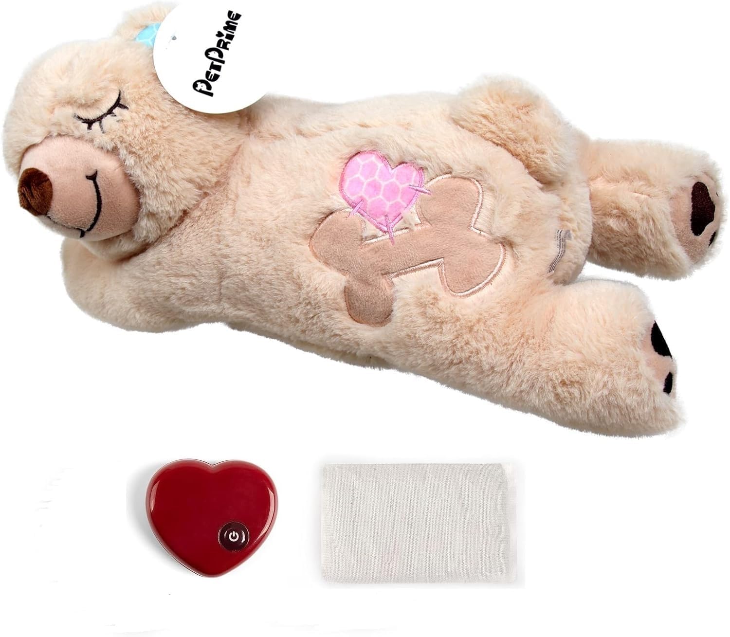 Pet Prime Snuggle Bear - Puppy Heartbeat Comforter, Pet Plush Toy Heartbeat Plush Bear Kitty Toy Dog Comfort Toy, Heartbeat toy for puppy