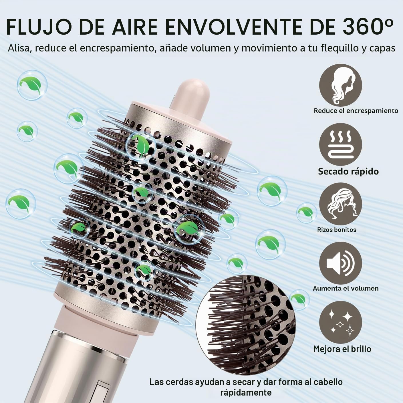 Cepillo redondo grande para secador Shark FlexStyle, cepillo redondo de volumen para cepillo de aire caliente de volumen jumbo para cabello liso, rizado, ondulado, accesorios para todo tipo de cabello