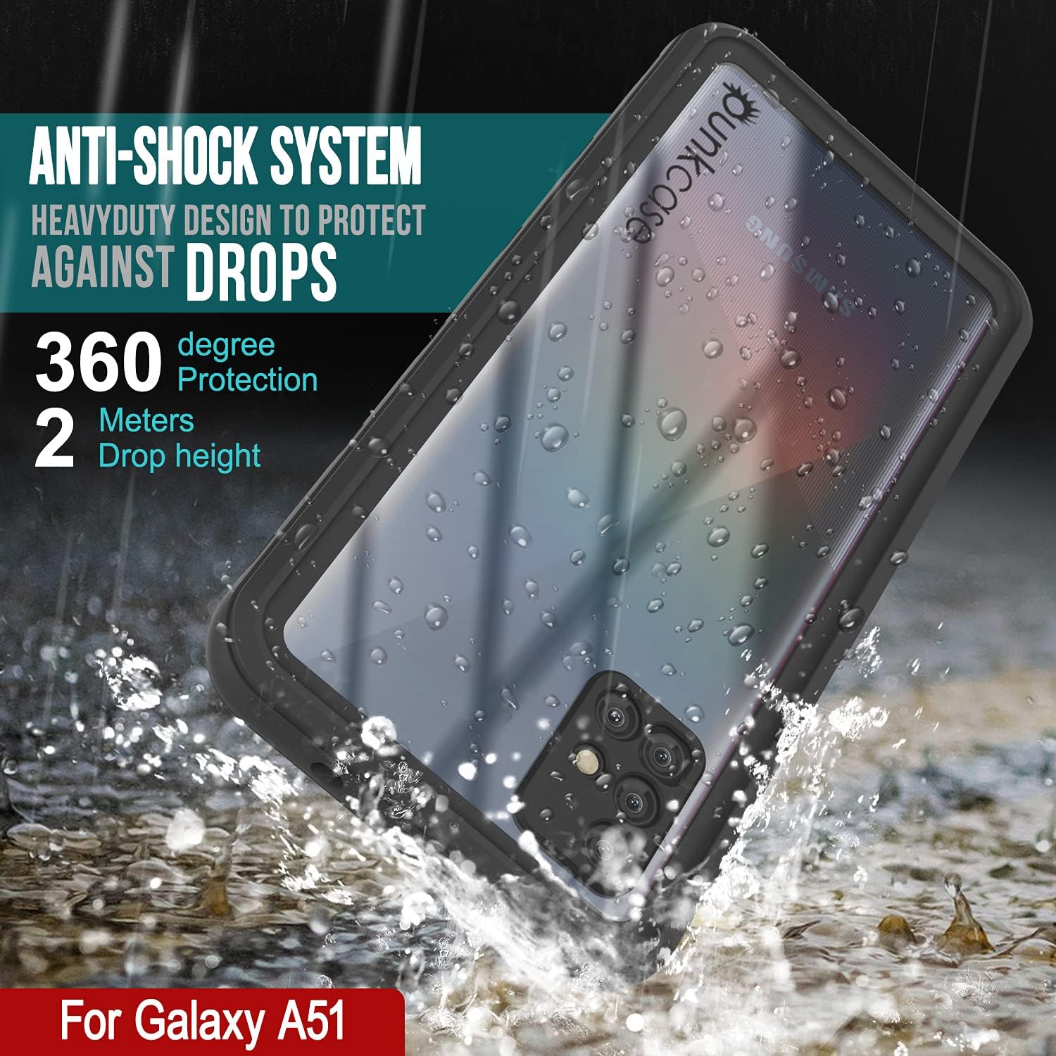 Punkcase Galaxy A51 Waterproof Case [Extreme Series] [Slim Fit] [IP68 Certified] [Shockproof] [Dirtproof] [Snowproof] Armor Cover for Galaxy A51 (6.5") (2019) [Black]