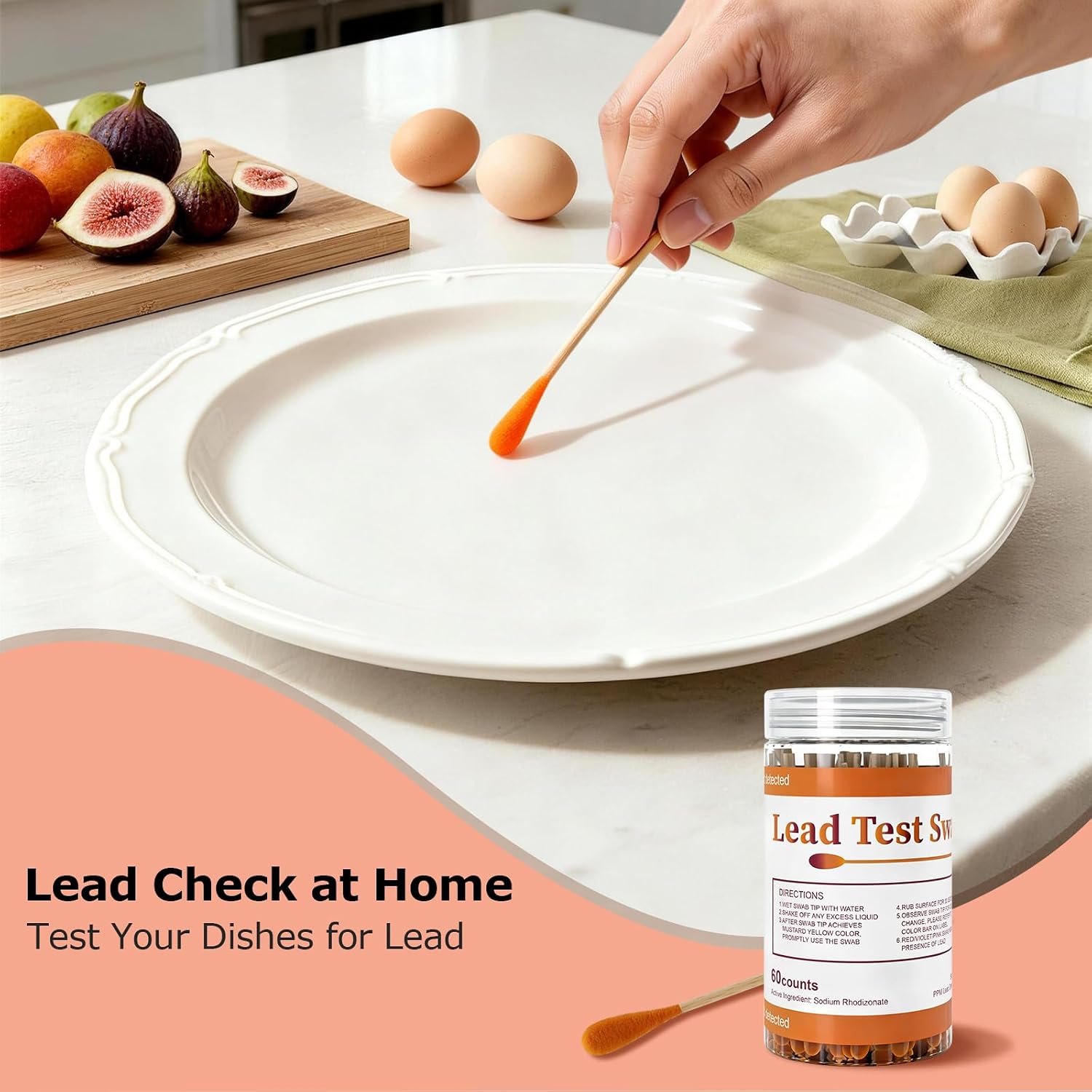 60-Count Instant Lead Paint Test Kit, 30-Second Home Screen | for Paint, Toys, Dishes, Ceramics & Wood, Single-Use Lead Test Swabs for Household Surfaces, Kitchenware and Vintage Finds