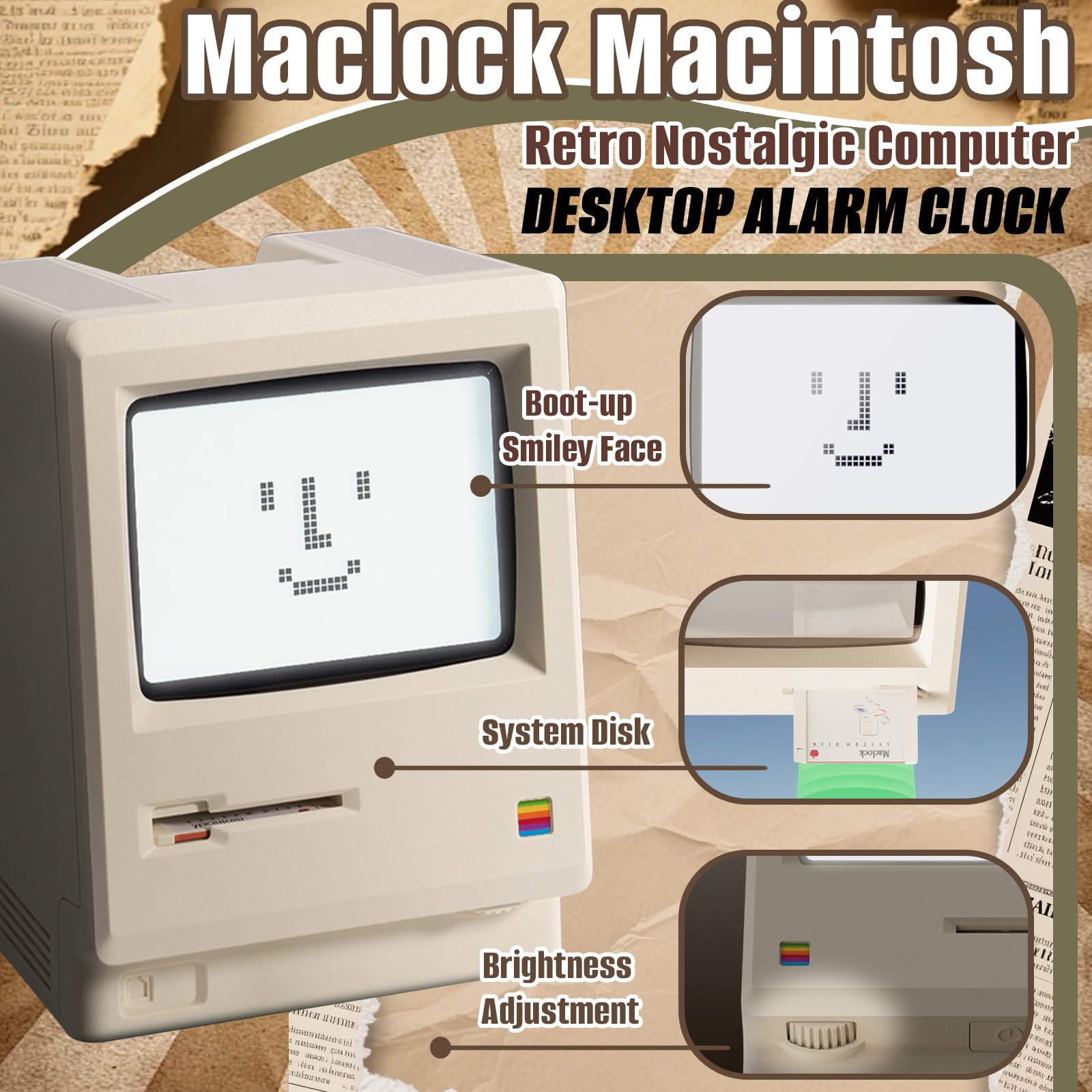 Sveglia Digitale, Sveglia Retrò Con Display CRT Elettronica Digitale Da Tavolo Con 5 Modalità Di Allarme Piccolo Complemento D'arredo Per Computer Per Camera Da Letto Soggiorno Ufficio