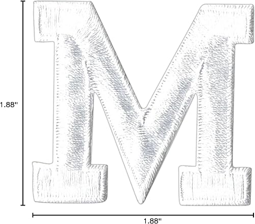 Miniatura 2 de Letras y números blancos de 1-78", parche para planchar, bordado (letra M)