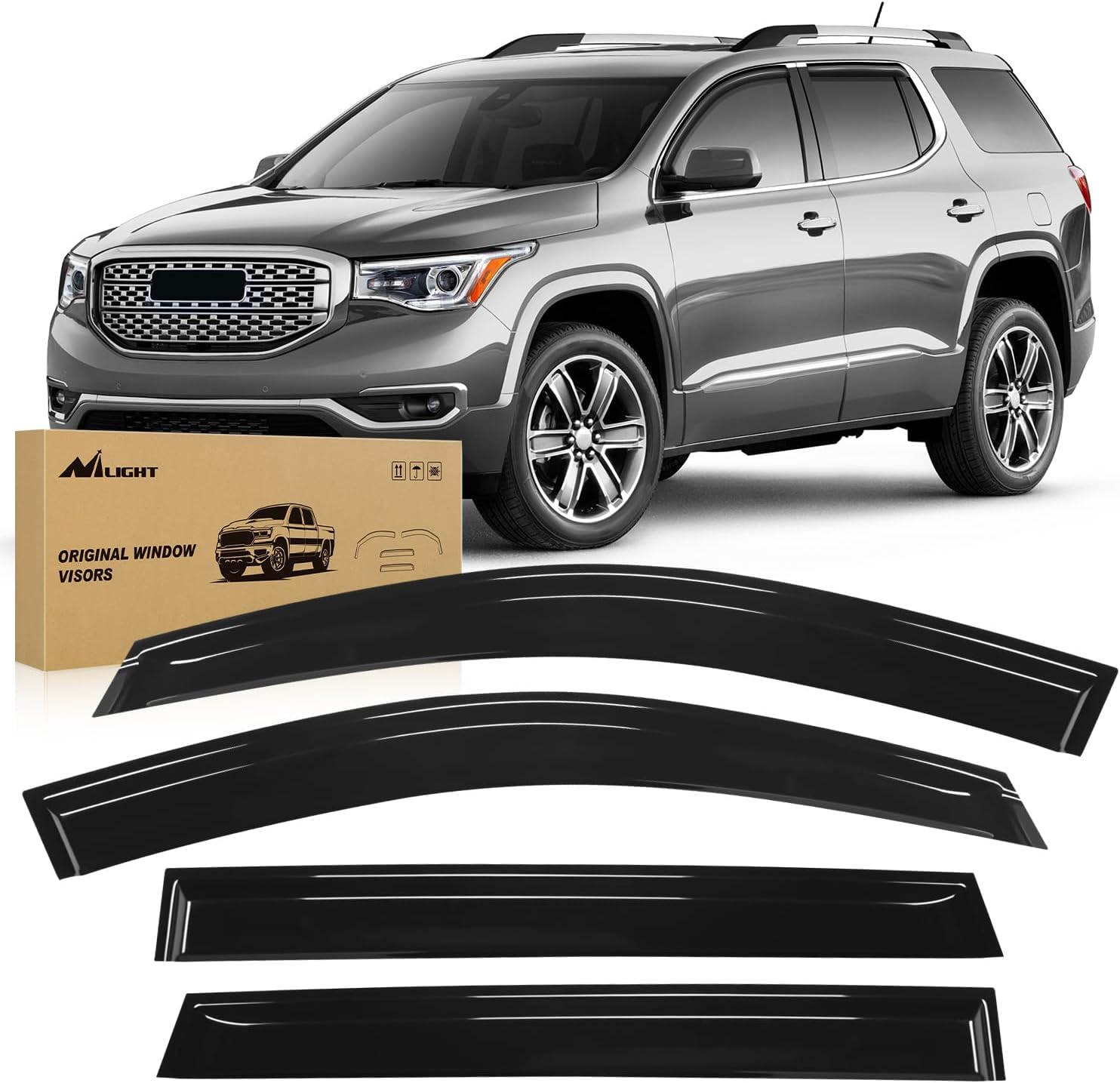 Nilight Window Rain Guards for GMC Terrain 2010 2011 2012 2013 2014 2015 2016 2017 Window Deflectors, Tape-on Vent Window Visors-4 Pieces