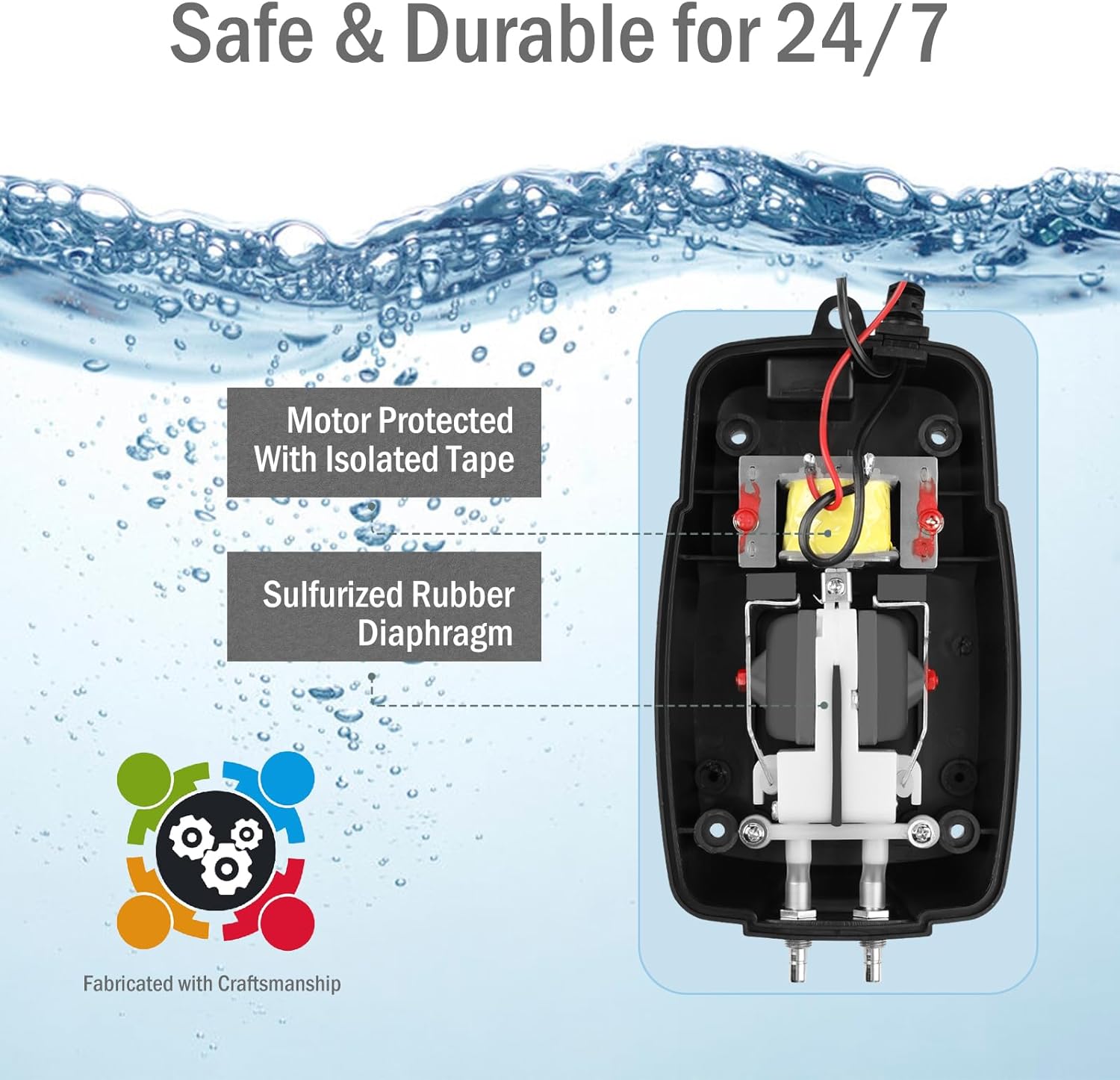 All-in-One Pond Aerator for Outdoor Ponds, Flow Adjustable Pond Air Pump Aeration Kit with Airline Tubing Air Stones Check Valves