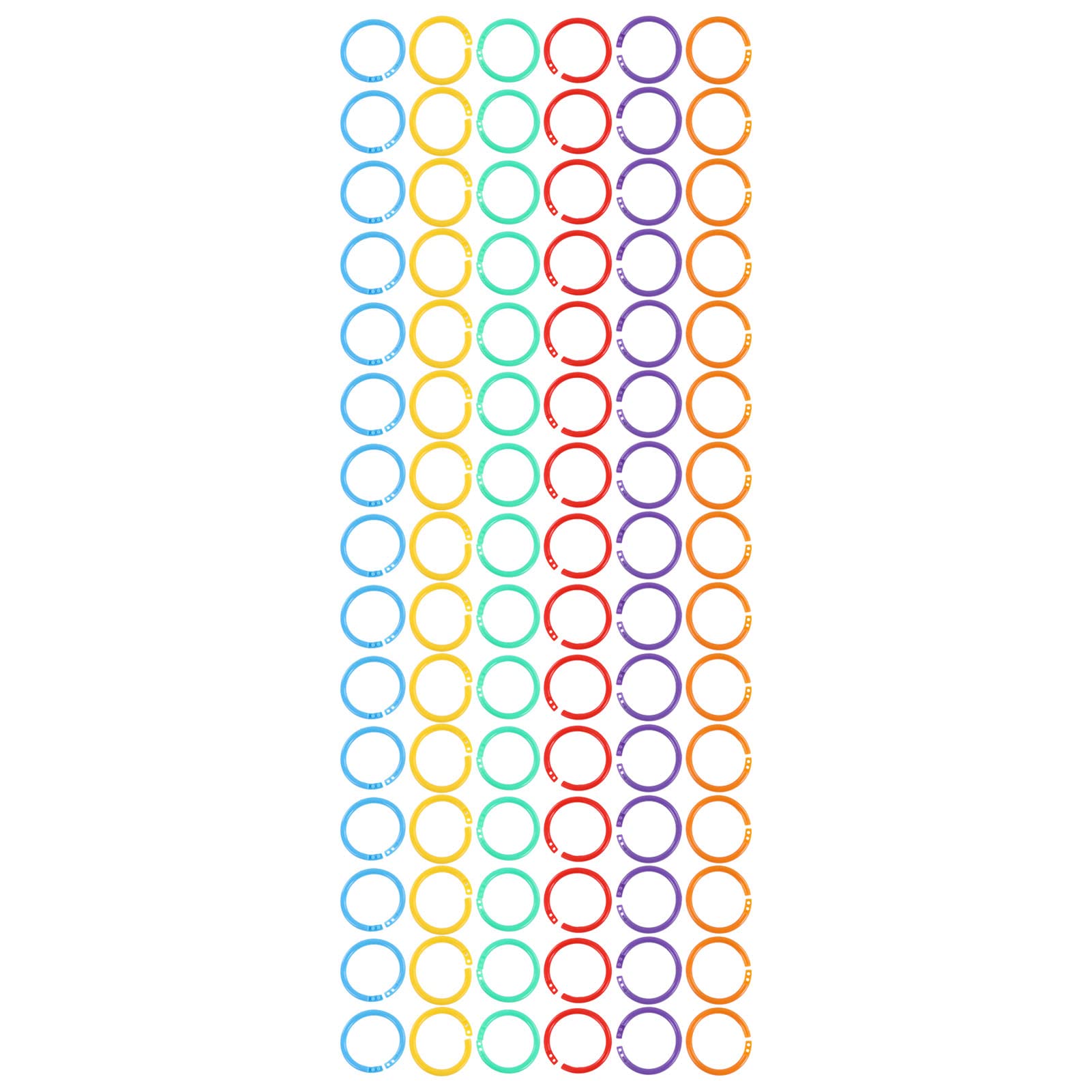 Muiltvoe 90Pcs Plastic Rings Loose Leaf Rings Book Rings 6 Colors 27mm ID for Organization with Multicolor Storage Office Home School Use