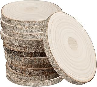 QTLCOHD 12 Pcs 7-8 Inch Large Wood Slice for Centerpieces, Natural Rustic Unfinished Wood Slab, Round Wooden Circle with Bark for Tables, Wedding Decoration, DIY Painting Crafts, Christmas Decor