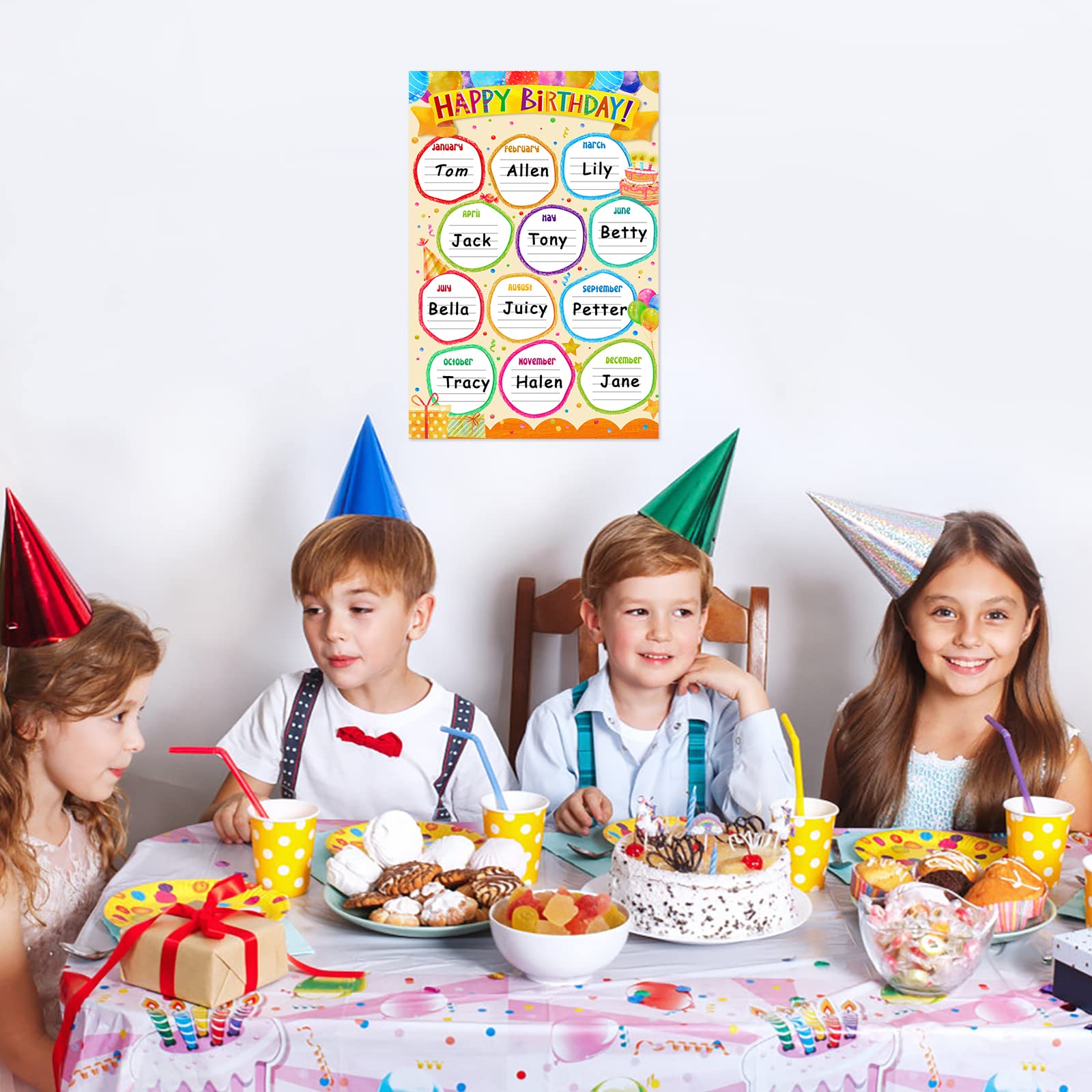 Facraft Birthday Chart For Classroom Happy Birthday Poster Reusable ...