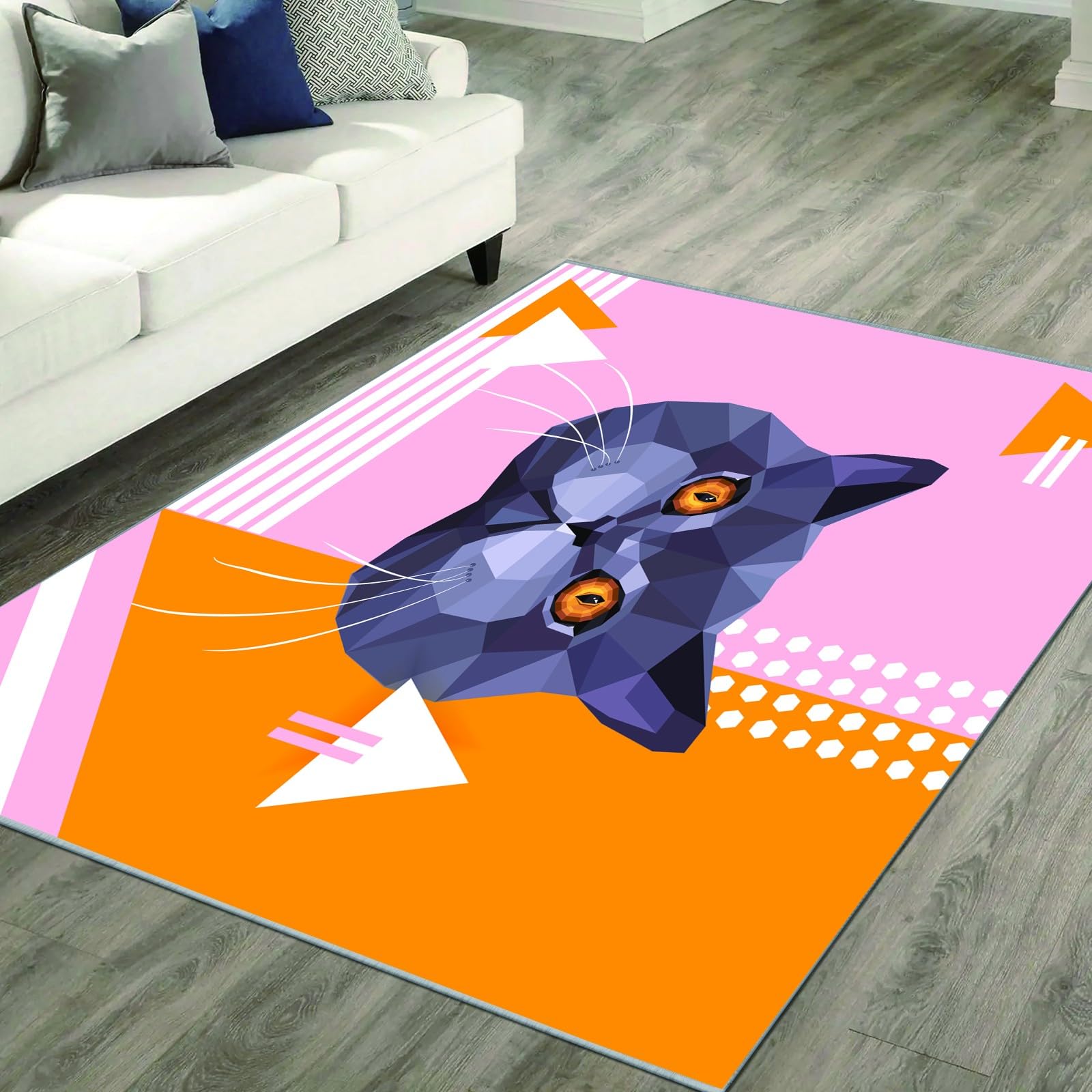 Amazon | カーペット 猫の幾何学模様 ラグマット 3畳 幾何学模様 絨毯