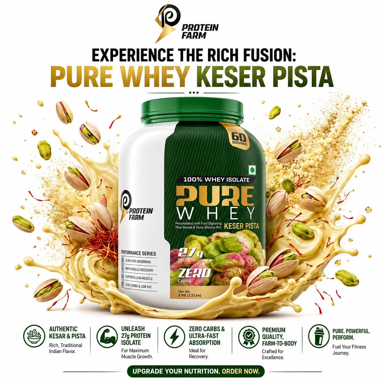 PURE WHEY solate & Hydrolyzed Whey Protein I 27 gms pure protein 2KG (KESAR PISTA) — Amazon image 8