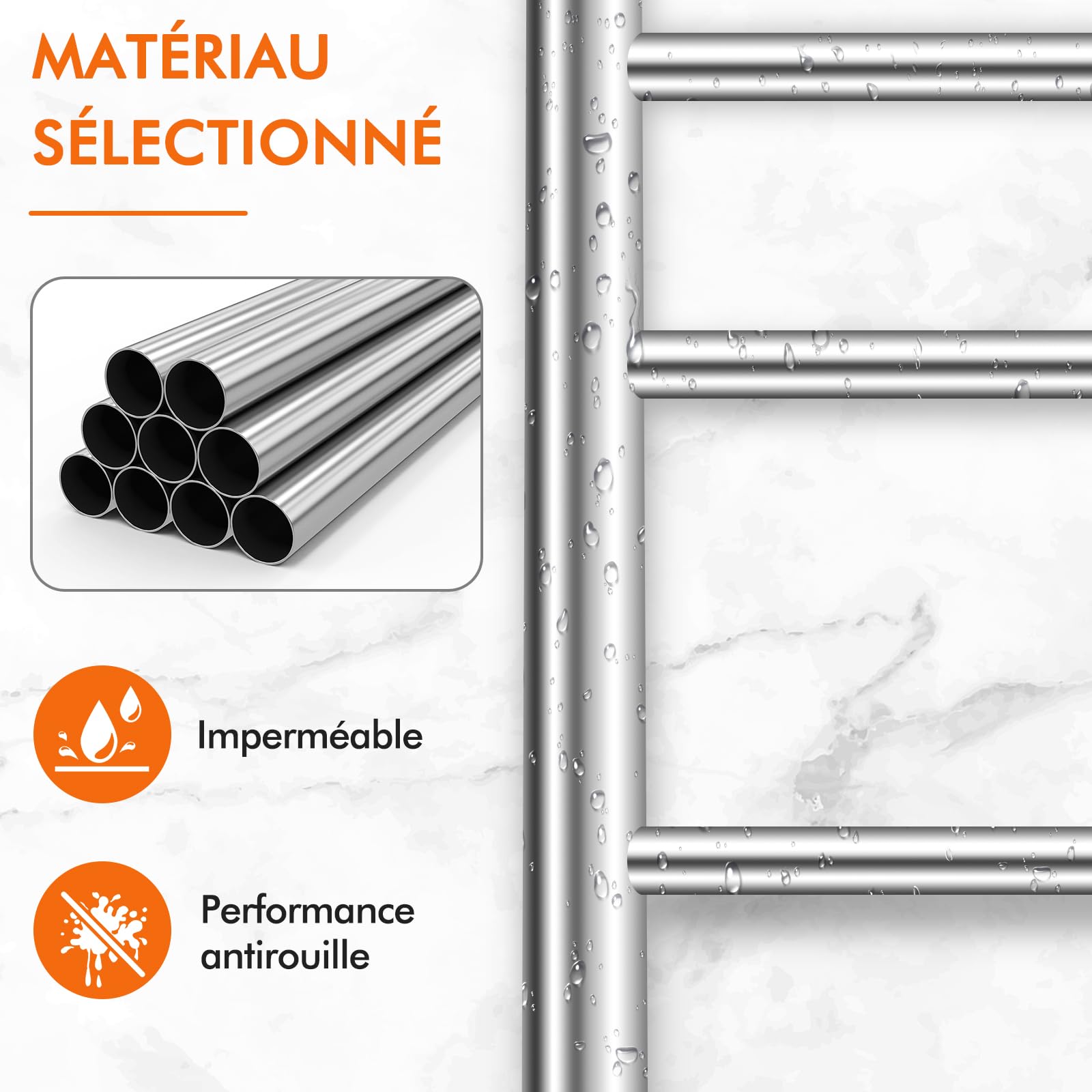 COSTWAY Sèche-Serviettes Électrique 30-60°C avec 10 Barres en Acier Inoxydable, Chauffe-Serviettes 120W Étanche Murale avec Minuterie Affichage LCD, Protection Surchauffe