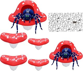 6Pcs Magnetic Mushroom Hideout for Terrarium | Jumping spider decor, 3D printed plastic, climbing, hiding platform, for small reptile enclosure, tank accessory