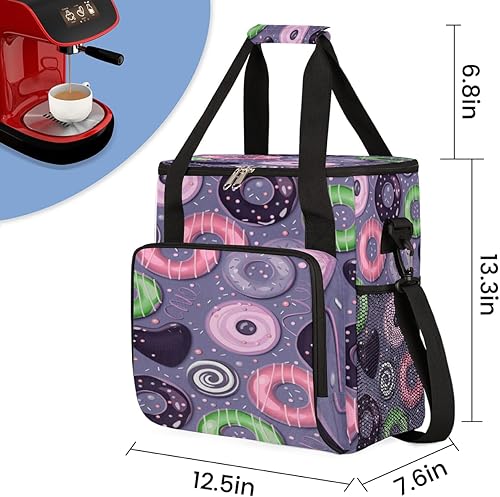 Miniatura 2 de Bolsa de transporte para cafetera de donas con estampado colorido para Keurig K-Mini o K-Mini Plus K-Cup Pods Almacenamiento portátil Cafetera Bolsa