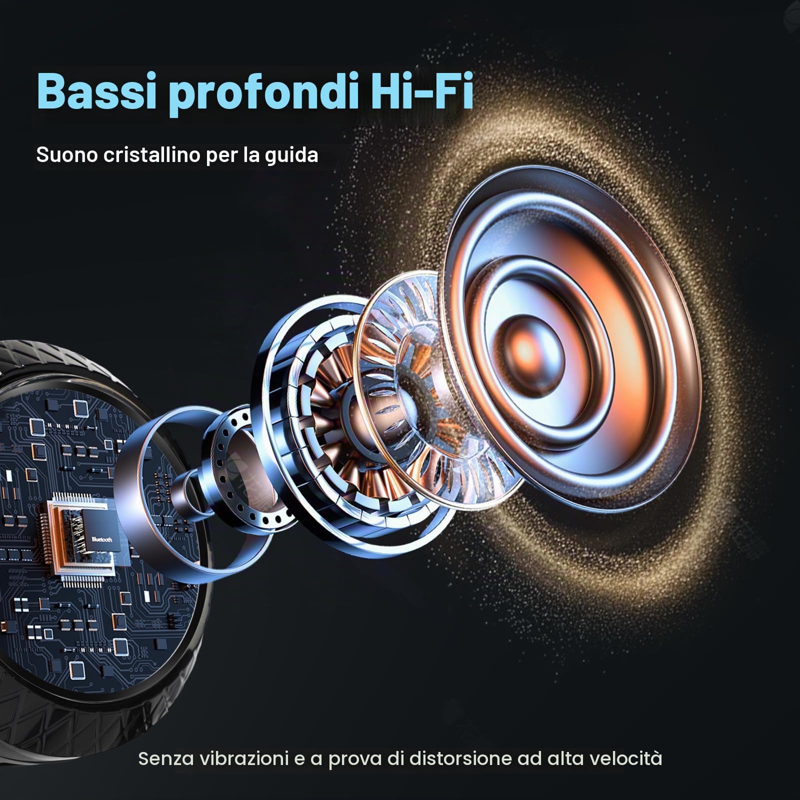 Qivine Altoparlante RGB impermeabile per manubrio di moto, 2 x 20 W, luci LED sincronizzate con la musica, Bluetooth/FM/USB, audio potente a 2 canali, sistema audio per moto, suono