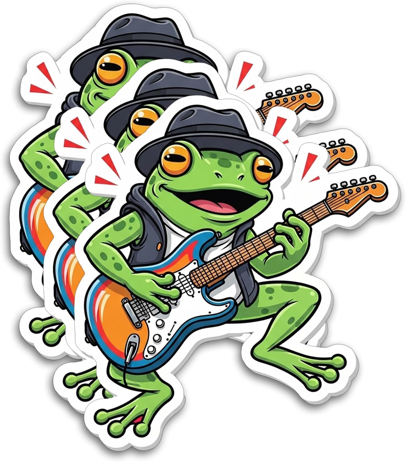 Guitar Sticker - Waterproof Vinyl Stickers for Adults & Teens, Fun Laptop & Water Bottle Stickers, Durable Phone Case & Tumbler Decals, Assorted Pack (3PCS, 3”)