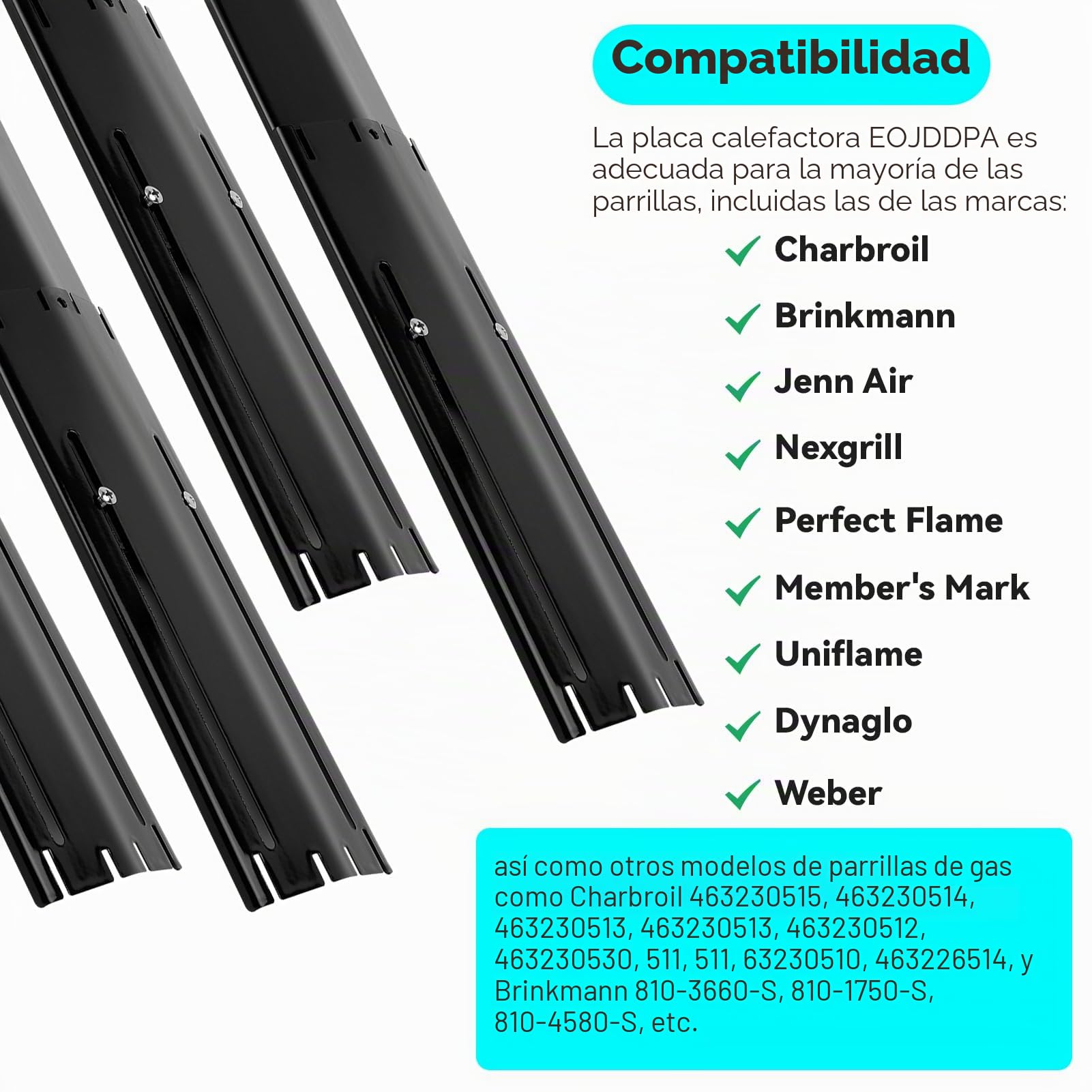Placas de Calor Ajustables para Barbacoa de Gas,29,5-53 cm,4 Piezas | Repuesto Universal para Barbacoa de Gas, Protector de Quemador y Difusor de Calor, Acero Esmaltado Resistente al Calor