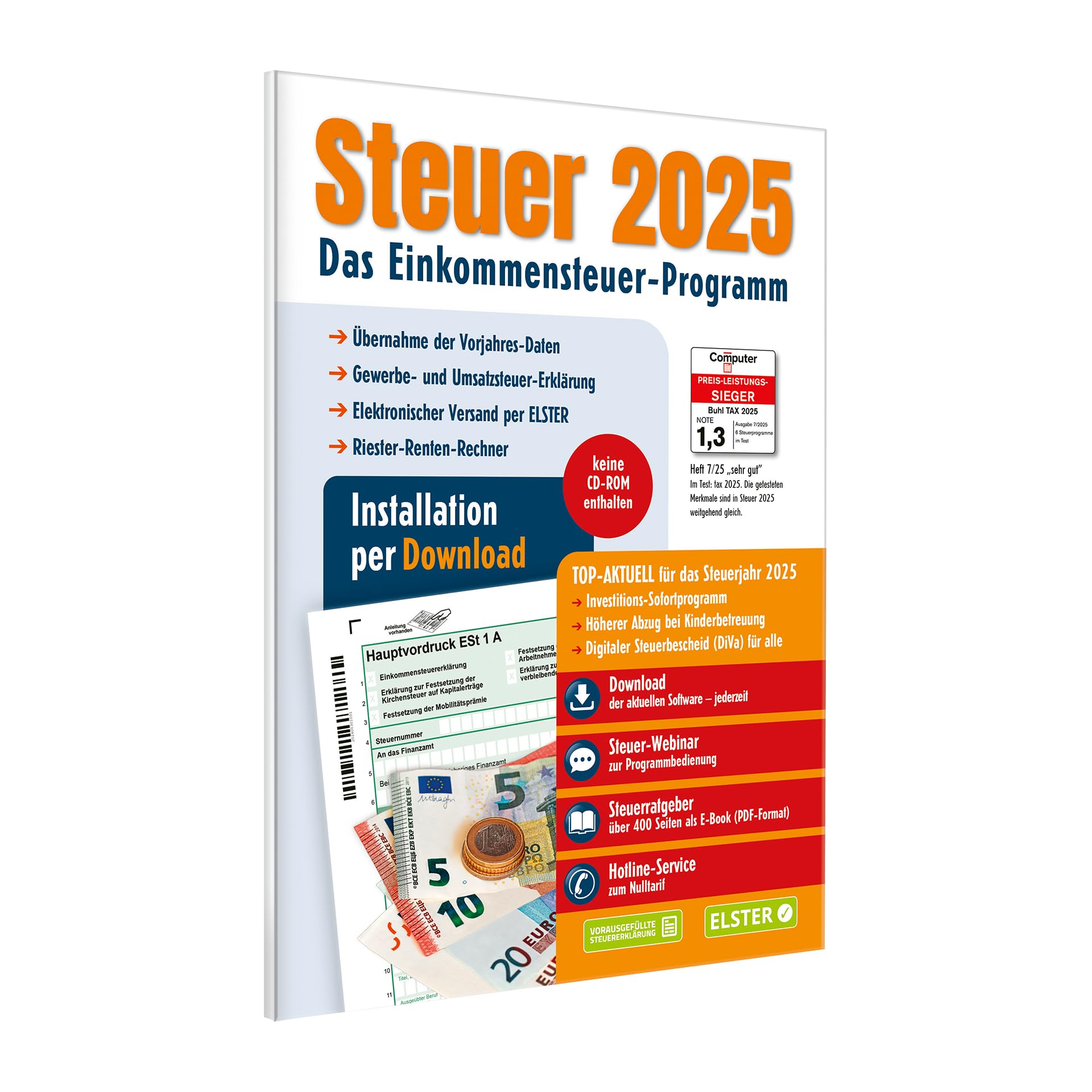 Aldi Steuer 2025 für die Steuererklärung 2025 am PC. Steuerprogramm 2025 - Freischalten per Aktivierungscode. Download