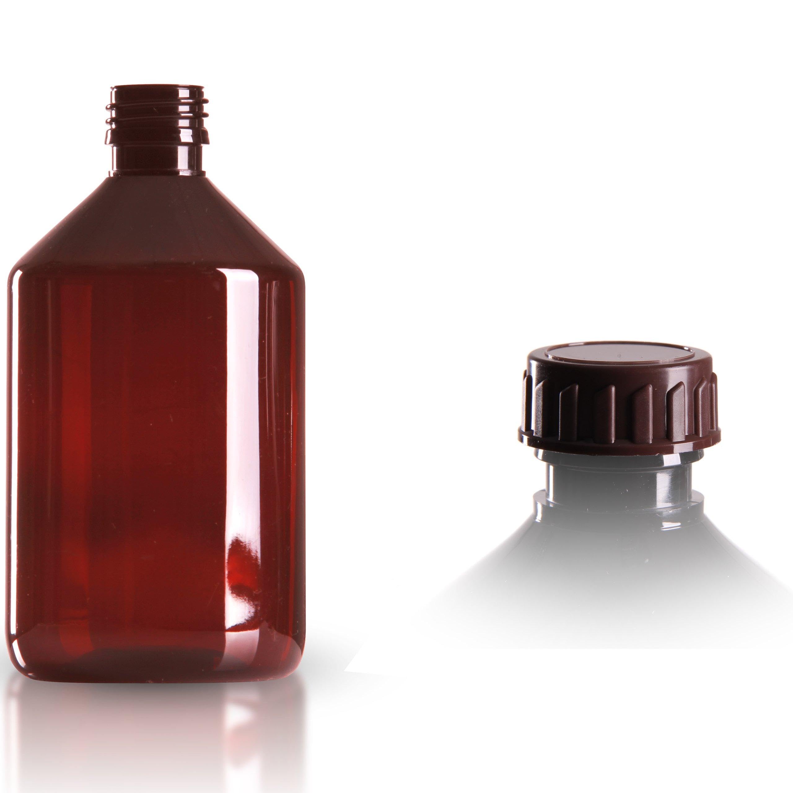 50 x 500ml braun/Medizinflasche inkl. Standard-Schraubverschluss braun DIN 28 Medizinflaschen/Braunflasche/Braunflaschen/Kunststoffflasche/Sirupflaschen