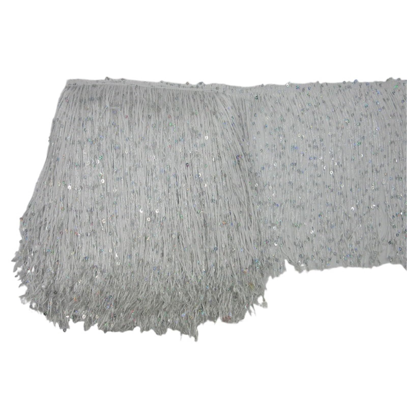 Tassel Fringe Trim 1 Yard 20CM Long Polyester Sequins Tassel Fringe Lace Trim Ribbon Sew Latin Dress Stage Garment Curtain Accessories(Color2)