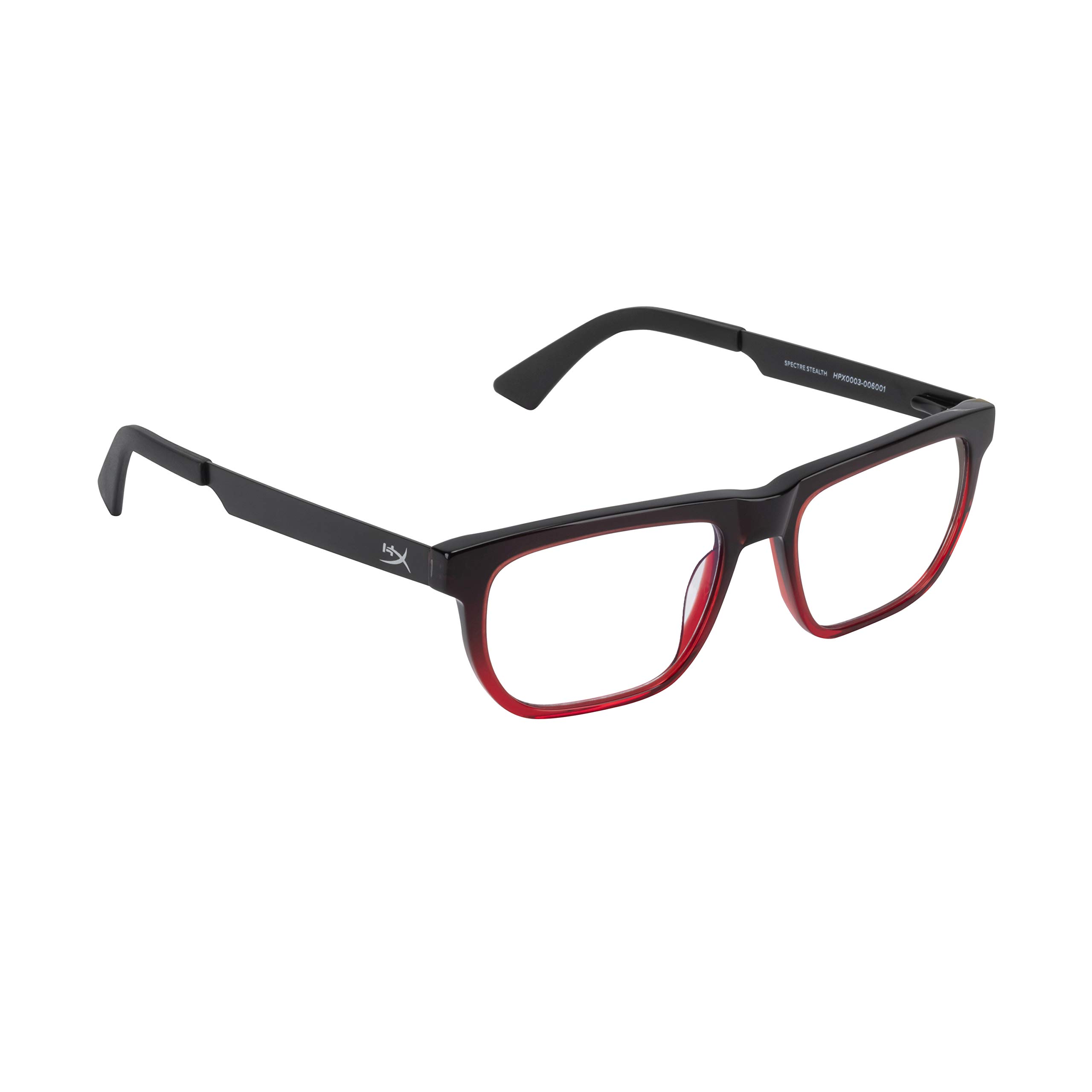 HyperXSpectre Stealth - Youth 10+ Gaming Eyewear, Blue Light Blocking Glasses, UV Protection, Acetate Frame, Stainless Steel Temples, Crystal Clear Lenses, Microfiber Bag, Hard Case – Square Red