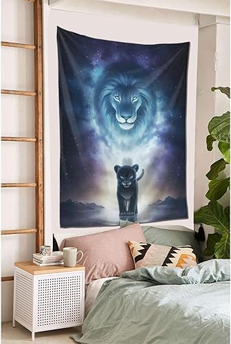 Miniatura 4 de Tapiz para colgar en la pared, diseño de León Orgullo Boho  Decoración india retro para sala de estar, dormitorio, dormitorio, 59.8 x 39.8in